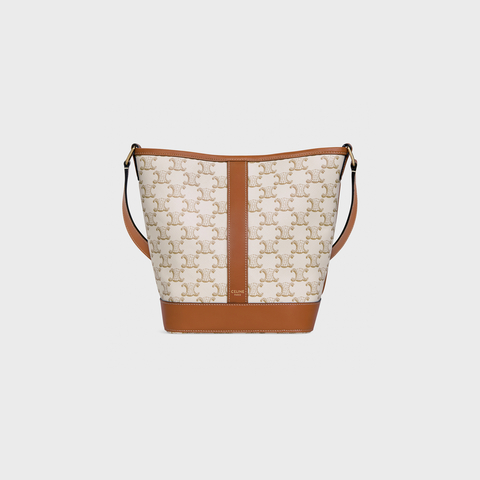 SMALL BUCKET IN TRIOMPHE CANVAS AND CALFSKIN WHITE - Image 1